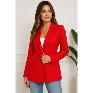 Antonio Melani Red Linen Blend Blazer Double Breasted Size 4